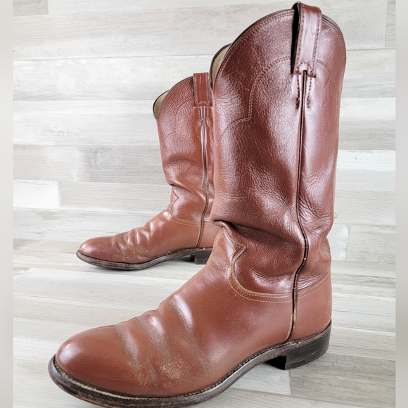Vintage Justin Western Leather Cowboy Boots Size 10.5D USA Made - Picture 4 of 16